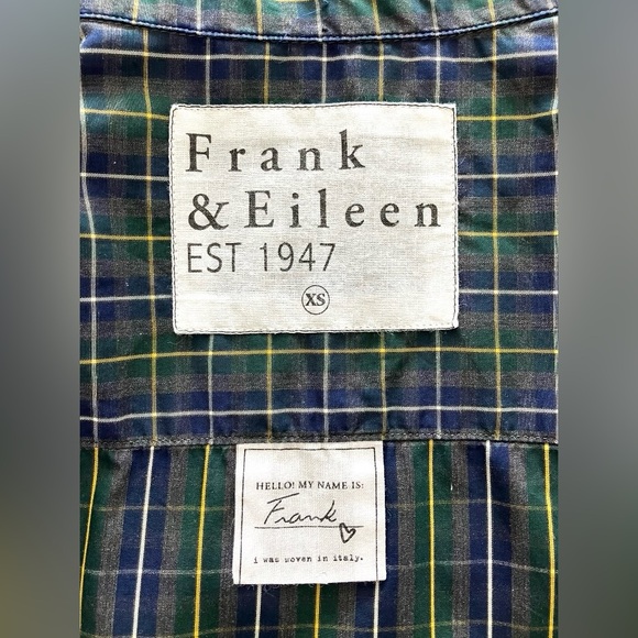 Frank & Eileen FRANK Button Up Shirt XS Plaid Stripe Egyptian Cotton Made in USA - Picture 3 of 3